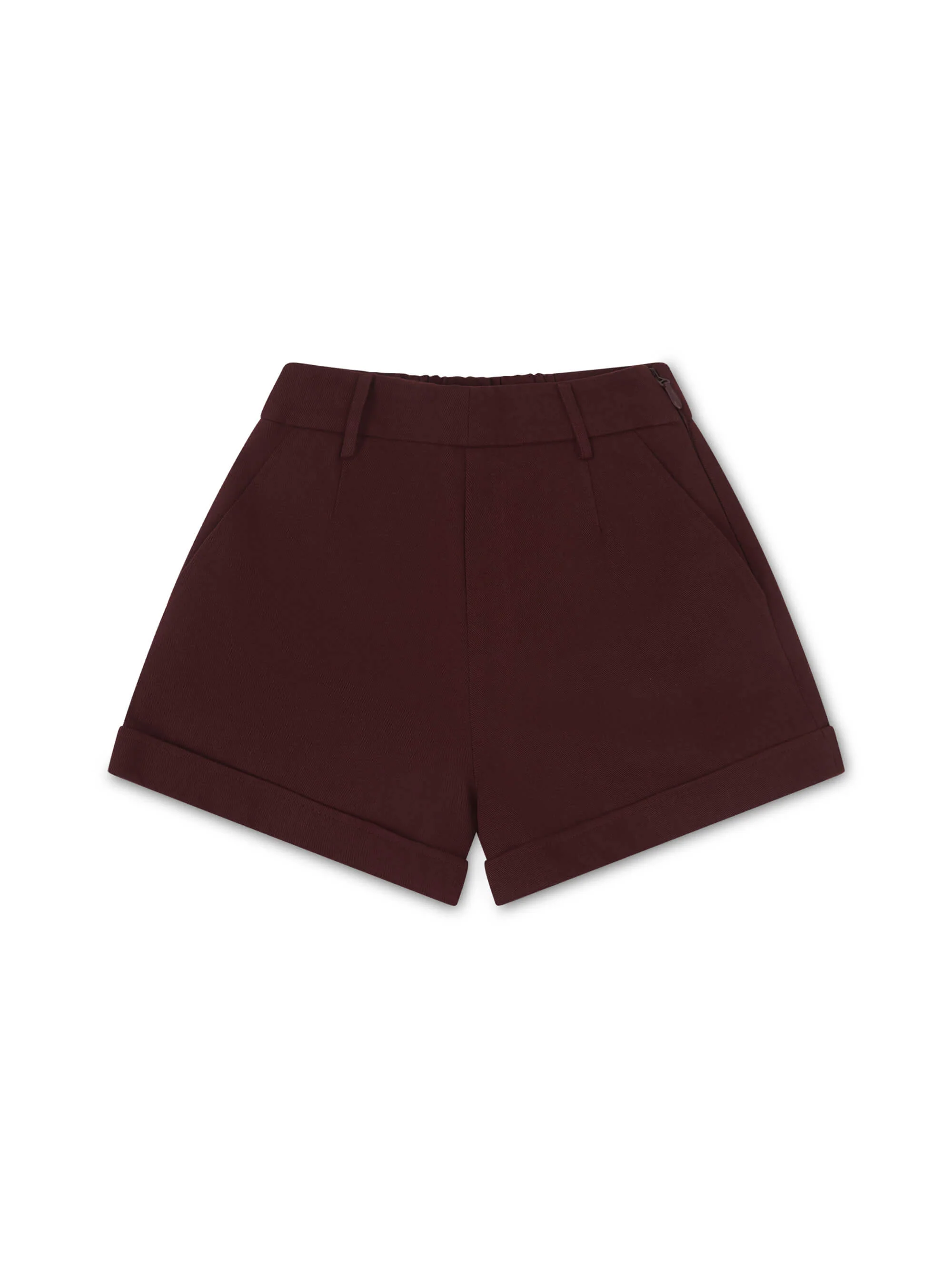 'ASTON' HIGH WAISTED TAILORED CITY SHORT BURGUNDY - Image 3