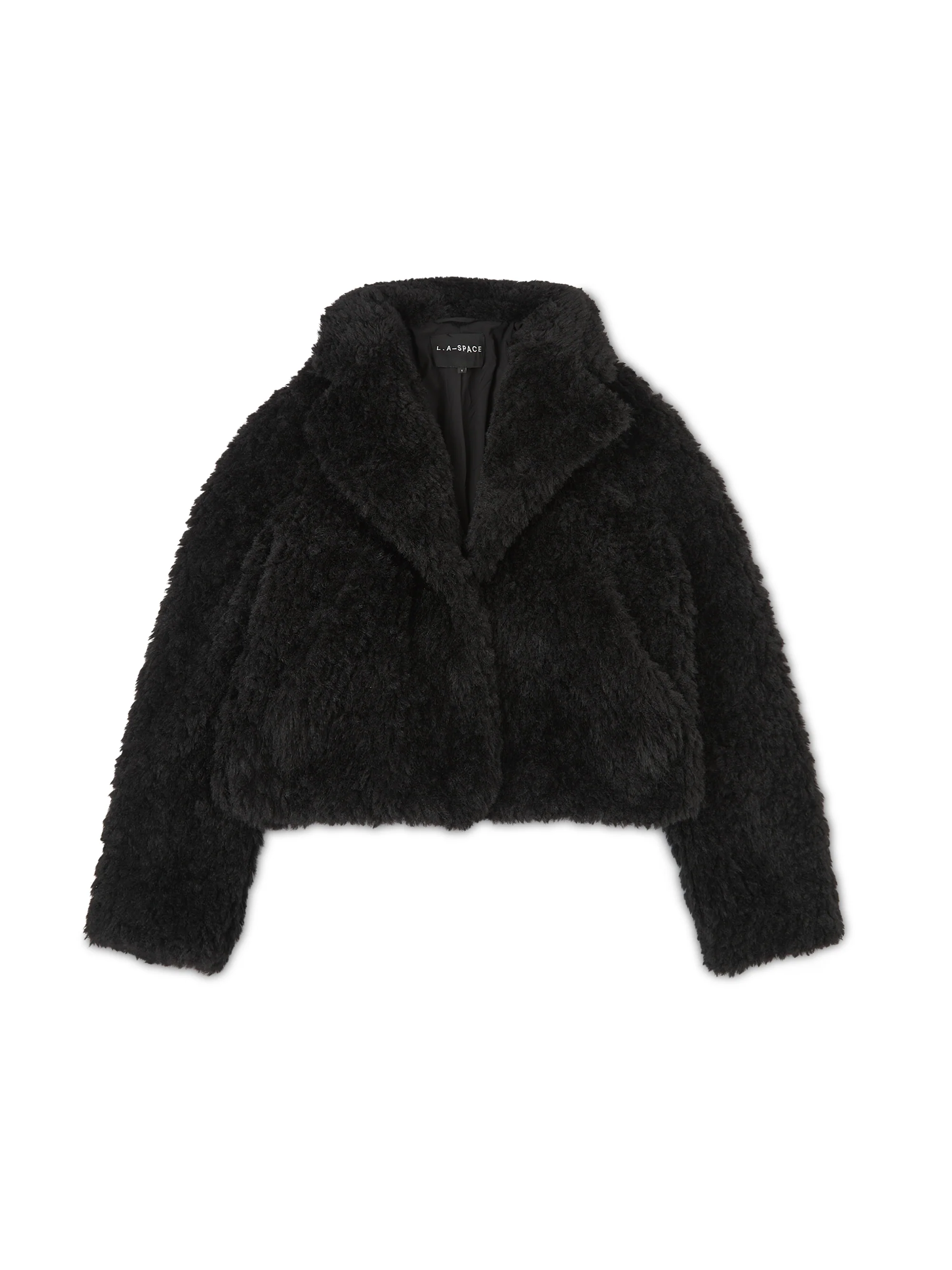 'GISELLE' FAUX FUR CROPPED COAT BLACK - Image 3