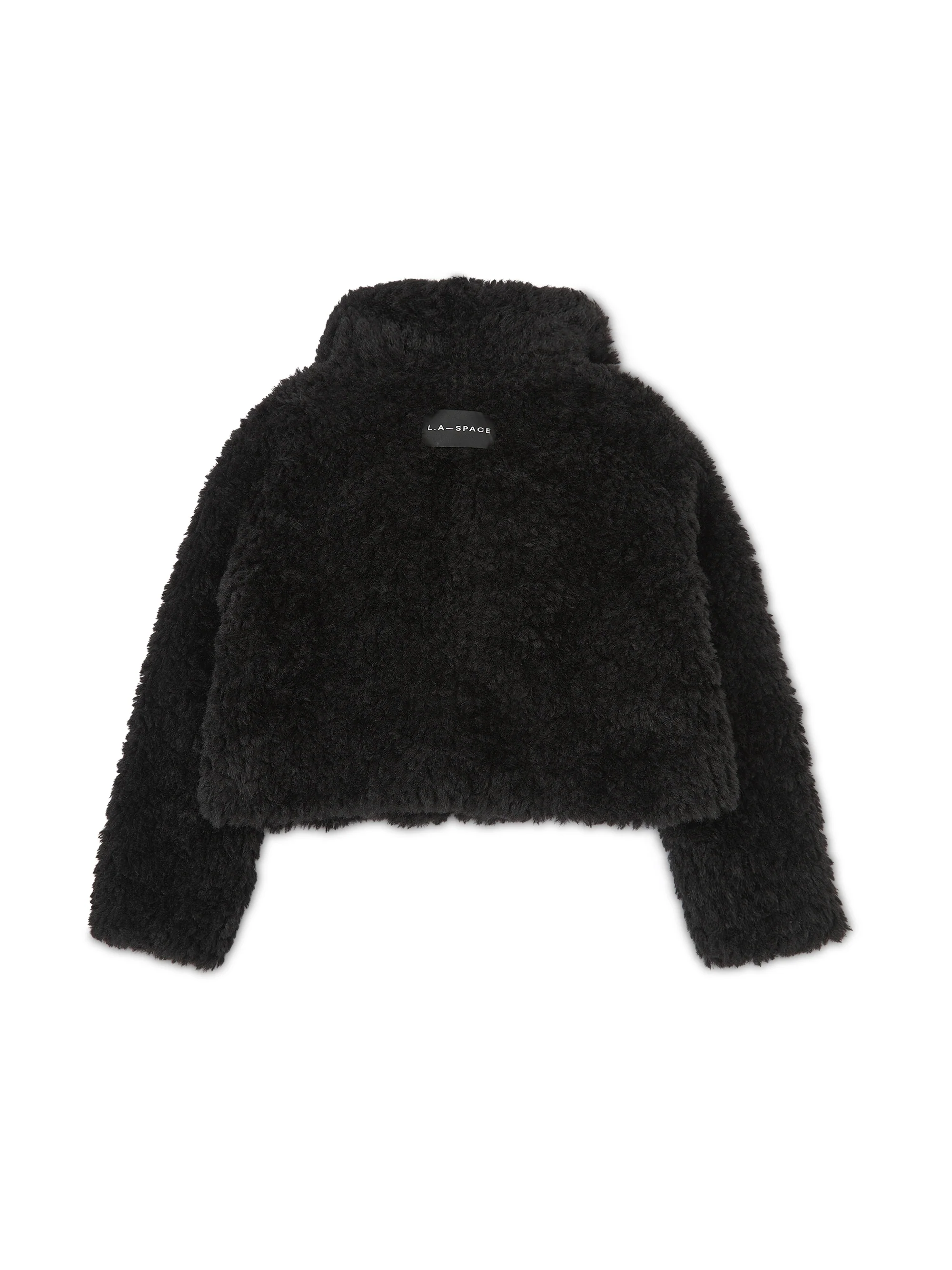 'GISELLE' FAUX FUR CROPPED COAT BLACK - Image 4