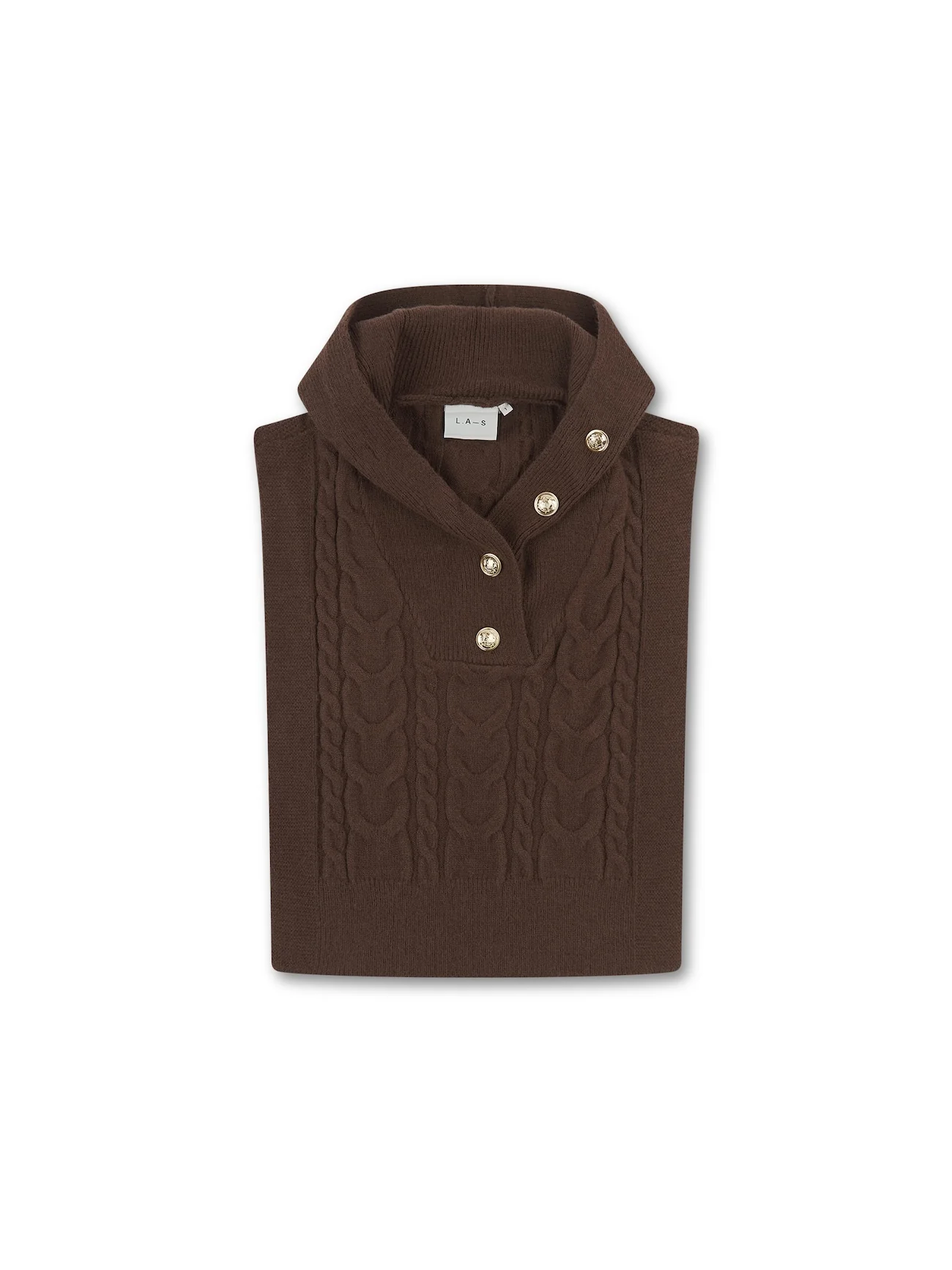 'MIMI' CABLE KNITTED HOODED VEST BROWN - Image 4