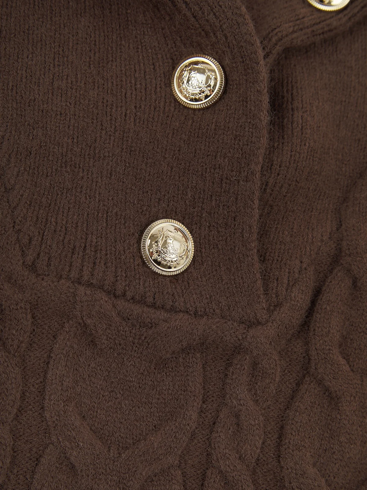 'MIMI' CABLE KNITTED HOODED VEST BROWN - Image 7