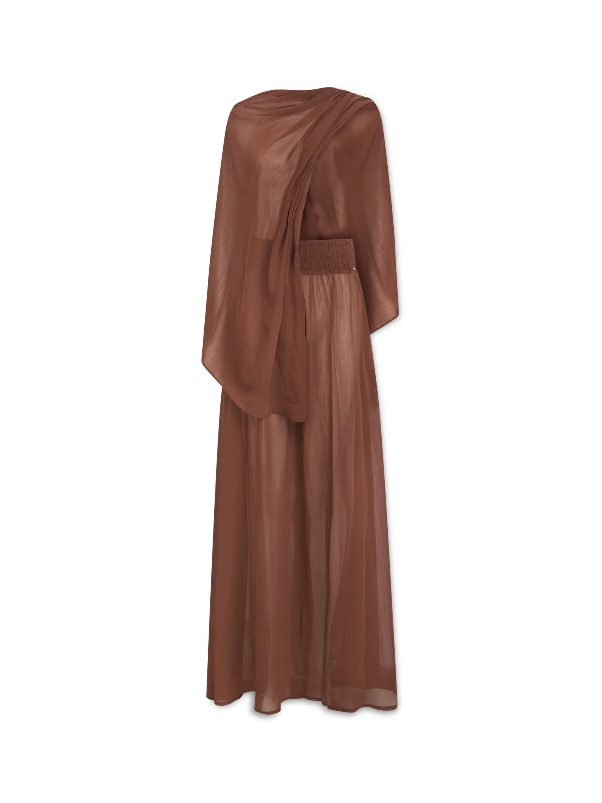 CHIFFON MIDAXI SKIRT AND SCARF BROWN - Image 7