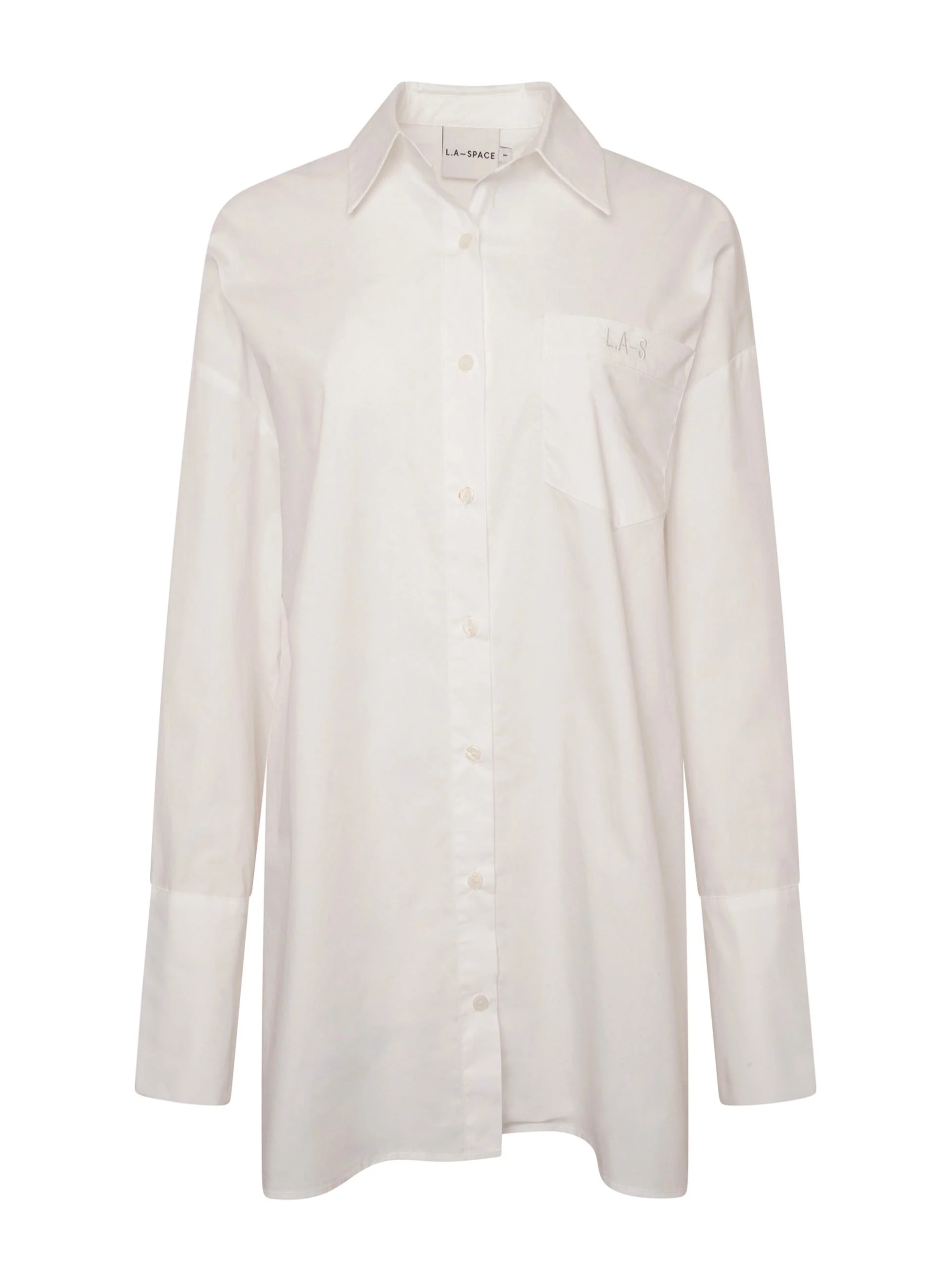 'BOSTON' COTTON OVERSIZED LONGLINE SHIRT WITH EMBROIDERY - Image 3