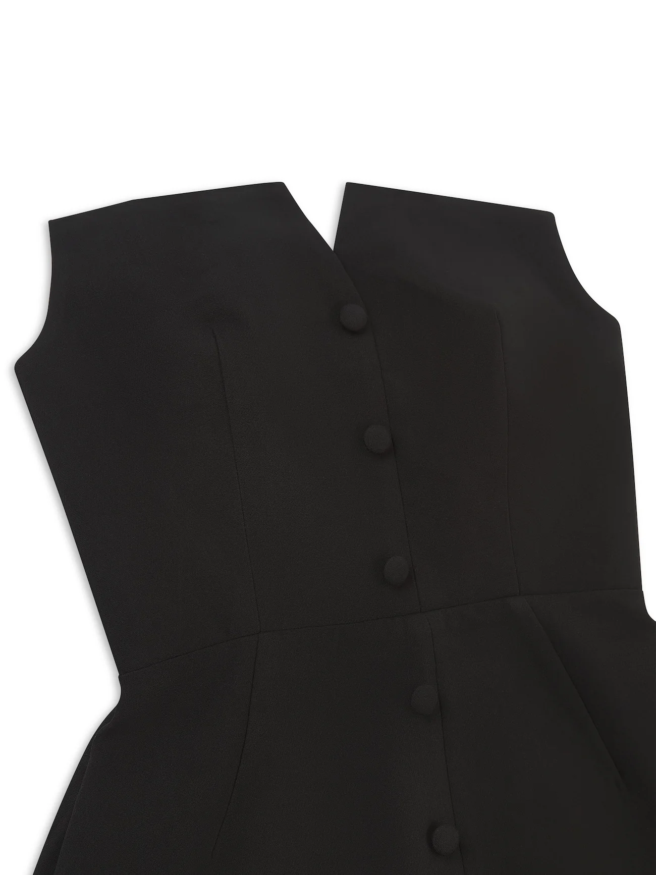 'MARILYN' EXAGGERATED SQUARE BANDEAU BUTTON DETAIL MIDI DRESS BLACK - Image 10