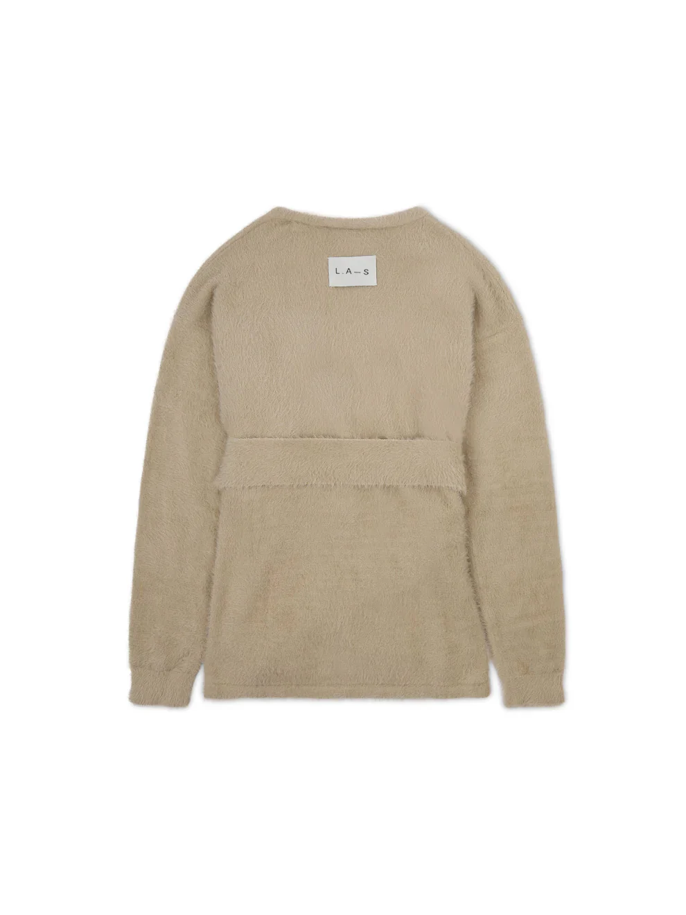 ‘POESY’ EYELASH KNITTED BALLERINA WRAP CARDIGAN BEIGE - Image 7