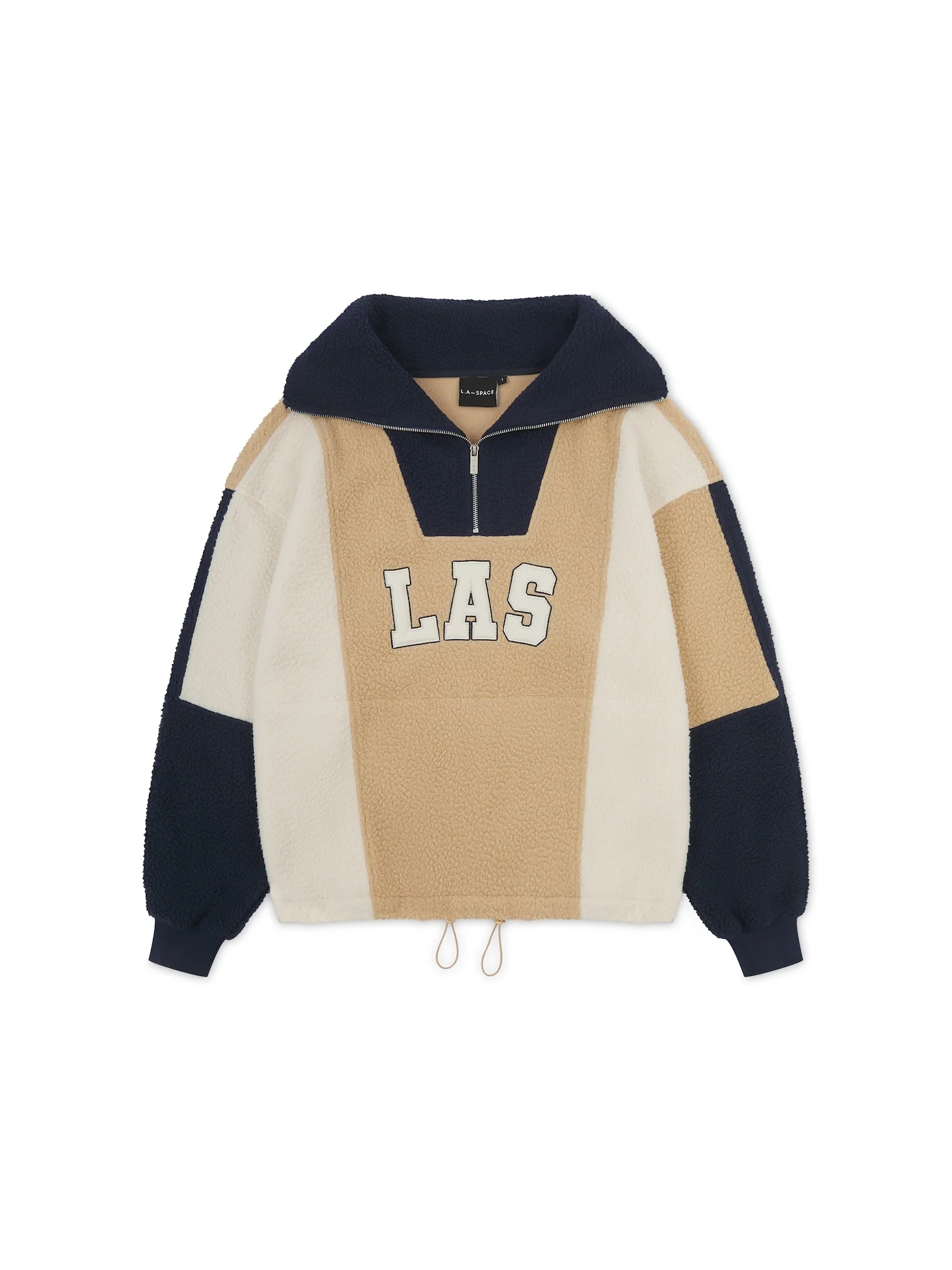 'ELYSIA' HALF ZIP TEDDY OVERSIZED COLOUR BLOCK SWEATSHIRT MULTI - Image 4