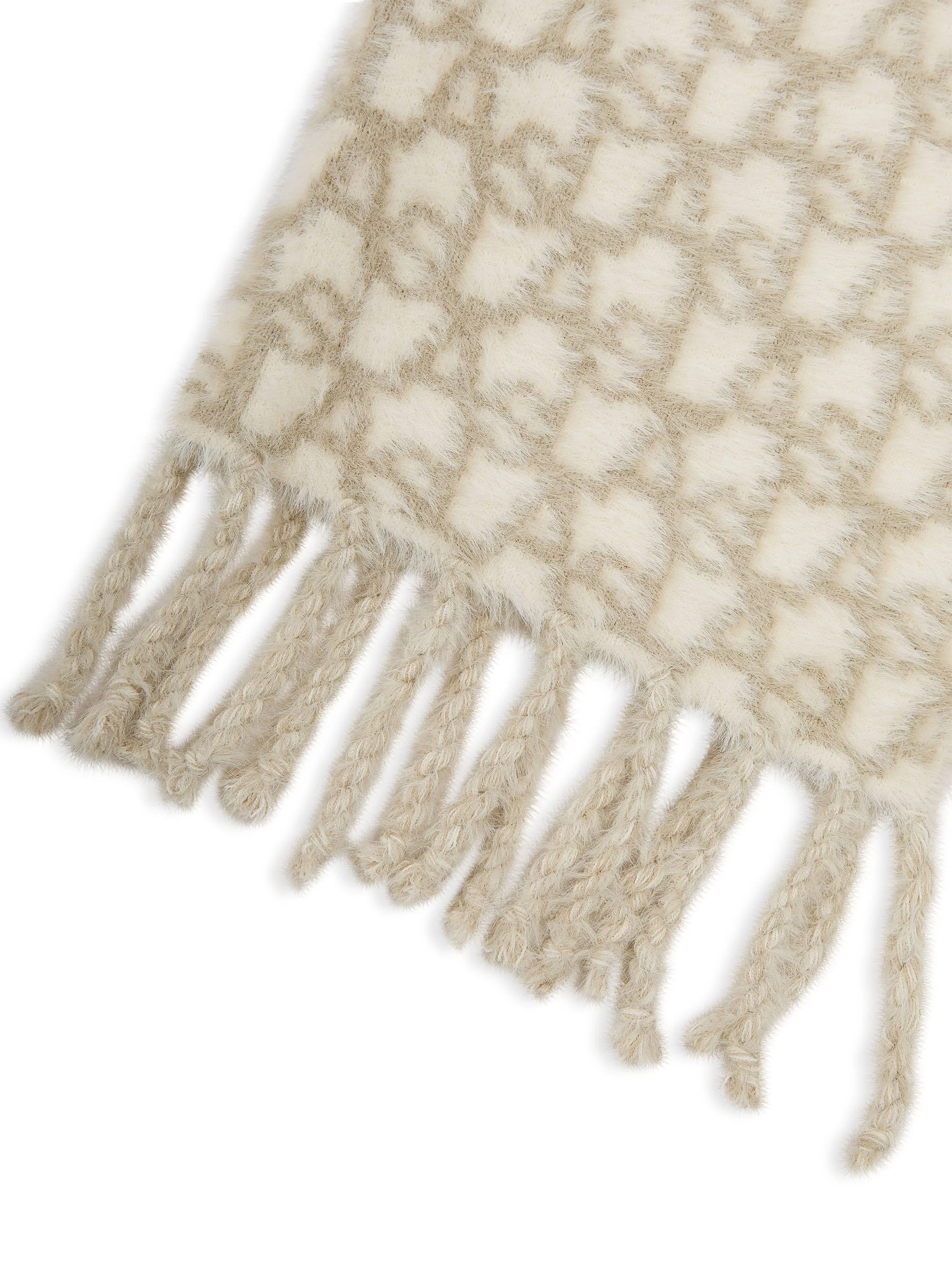 'SO LORNA' L.A-S JACQUARD KNITTED SCARF CREAM - Image 8