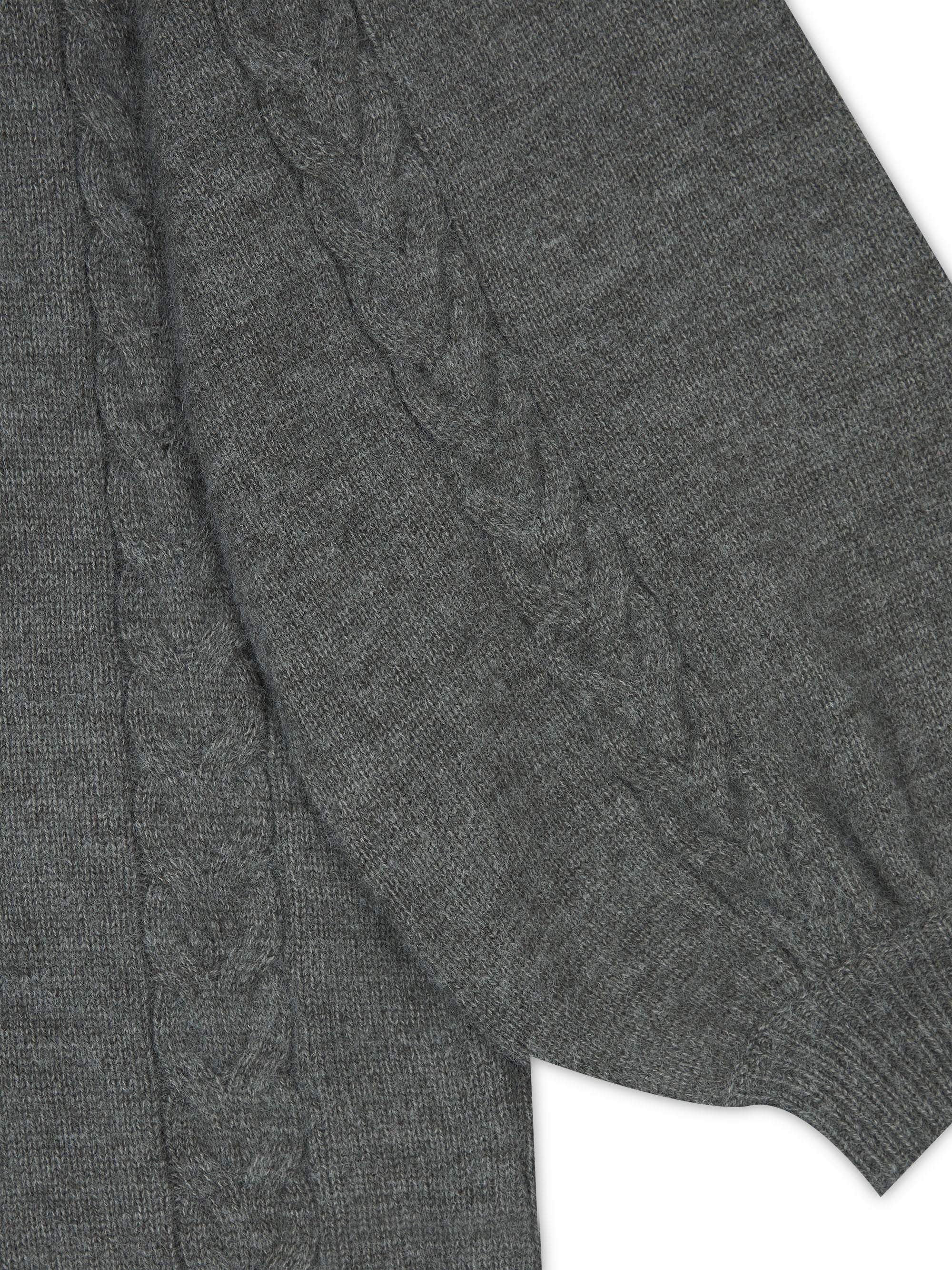 ‘MARGAUX’ KNITTED CABLE DETAIL BALLOON SLEEVE MIDI DRESS GREY - Image 5