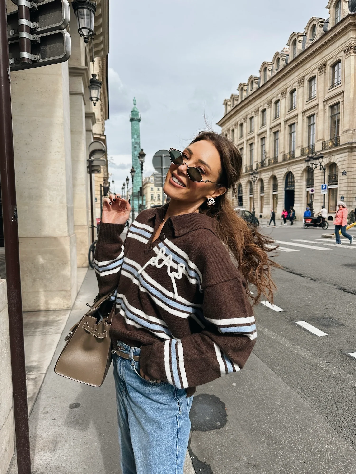 'SUKI' LAS KNITTED RUGBY TOP BROWN MULTI - Image 4