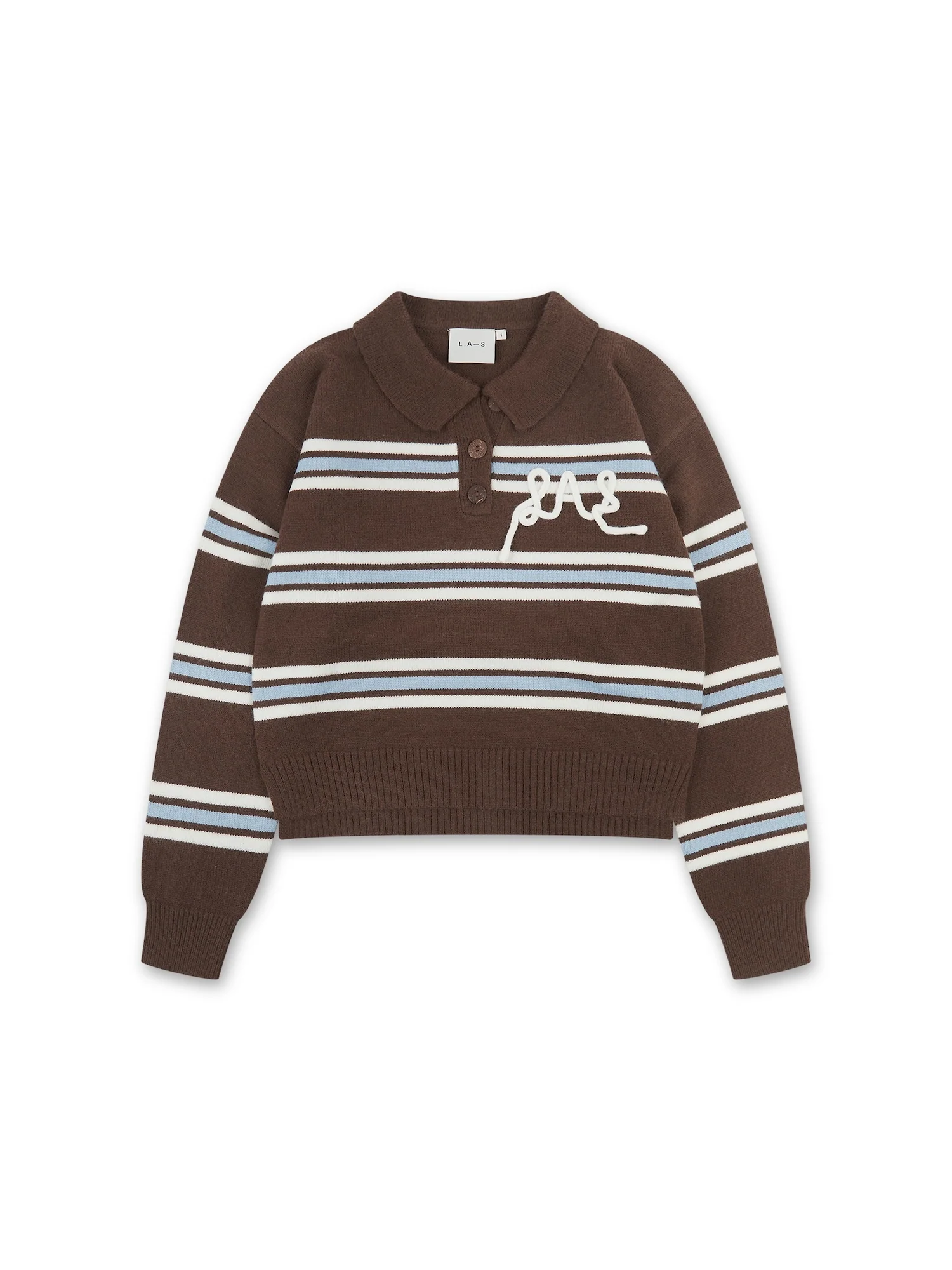 'SUKI' LAS KNITTED RUGBY TOP BROWN MULTI - Image 5