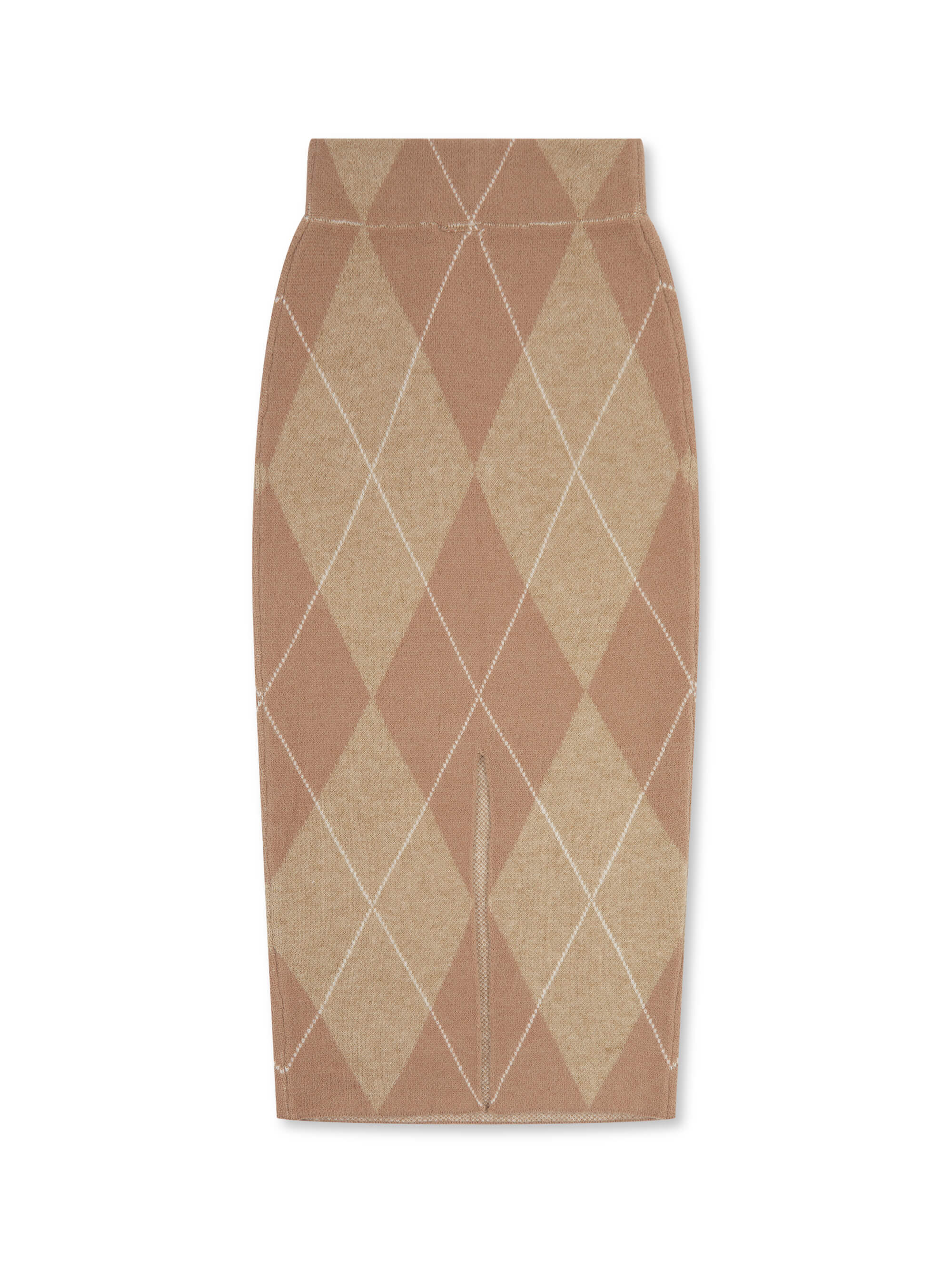 ‘PICTURE PERFECT’ ARGYLE DIAMOND KNIT COLUMN SKIRT CAMEL - Image 6