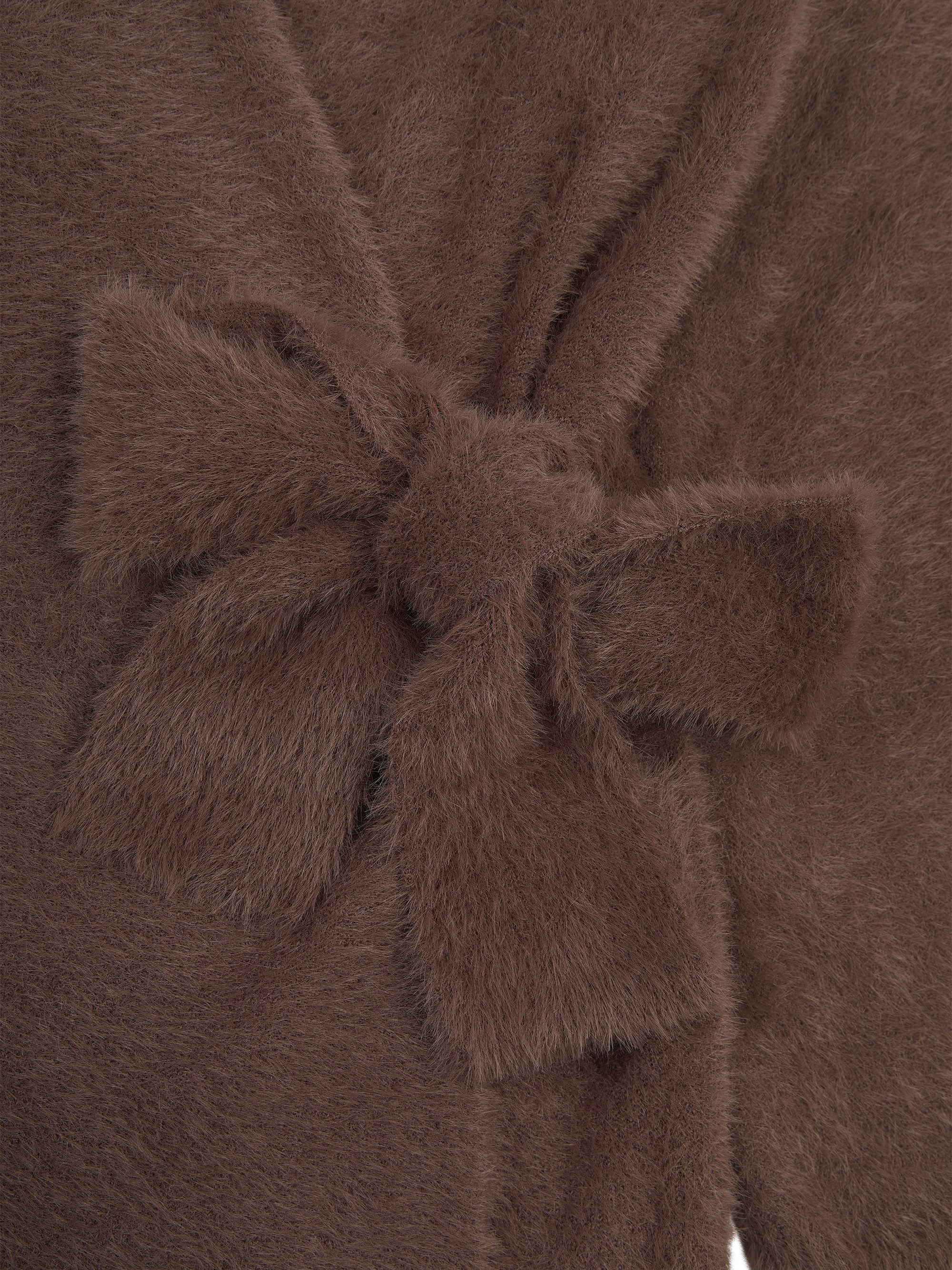 ‘POESY’ EYELASH KNITTED BALLERINA WRAP CARDIGAN BROWN - Image 4