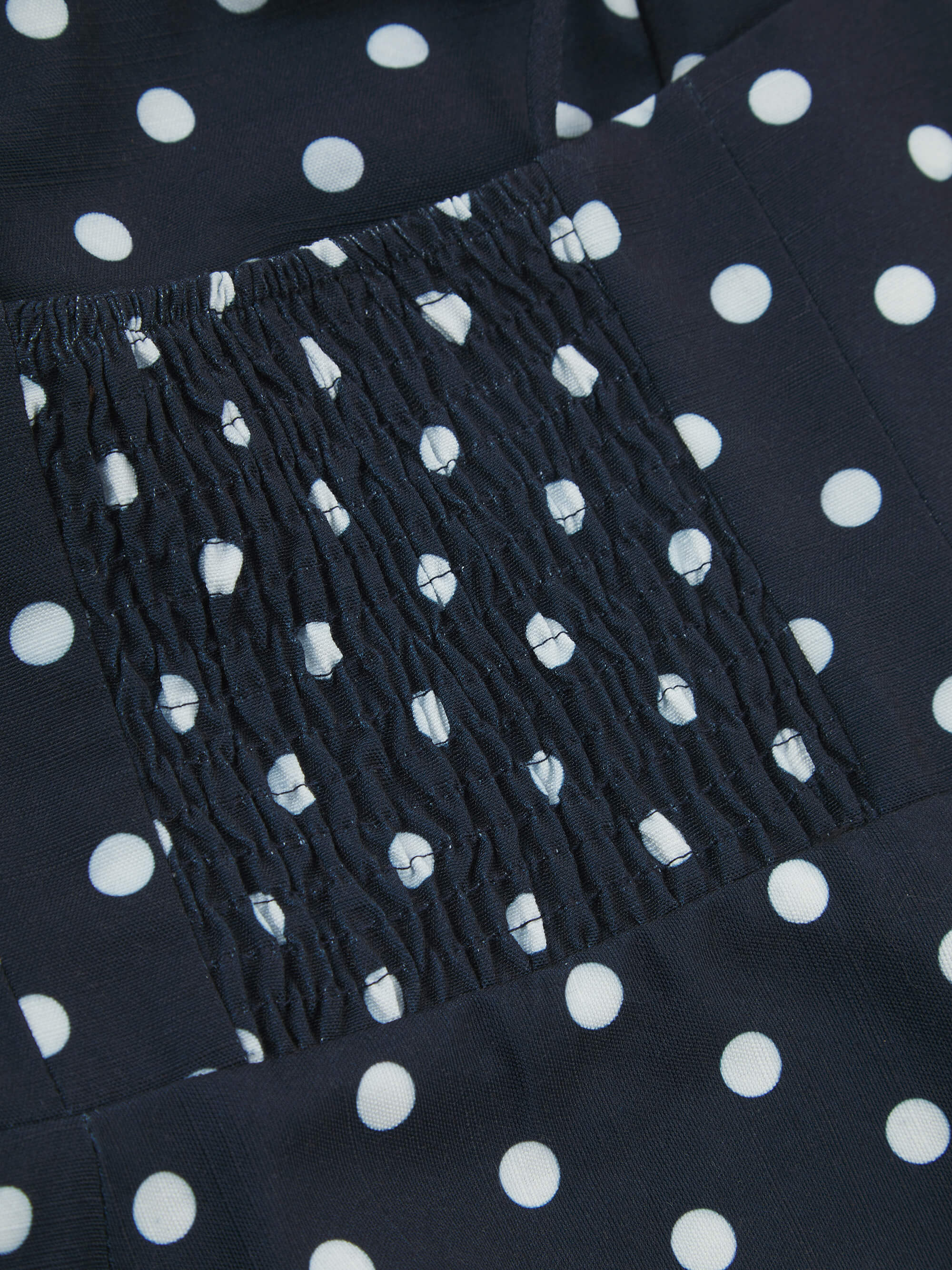 'LOTUS' POLKA DOT SQUARE NECK PEPHEM TOP NAVY - Image 5