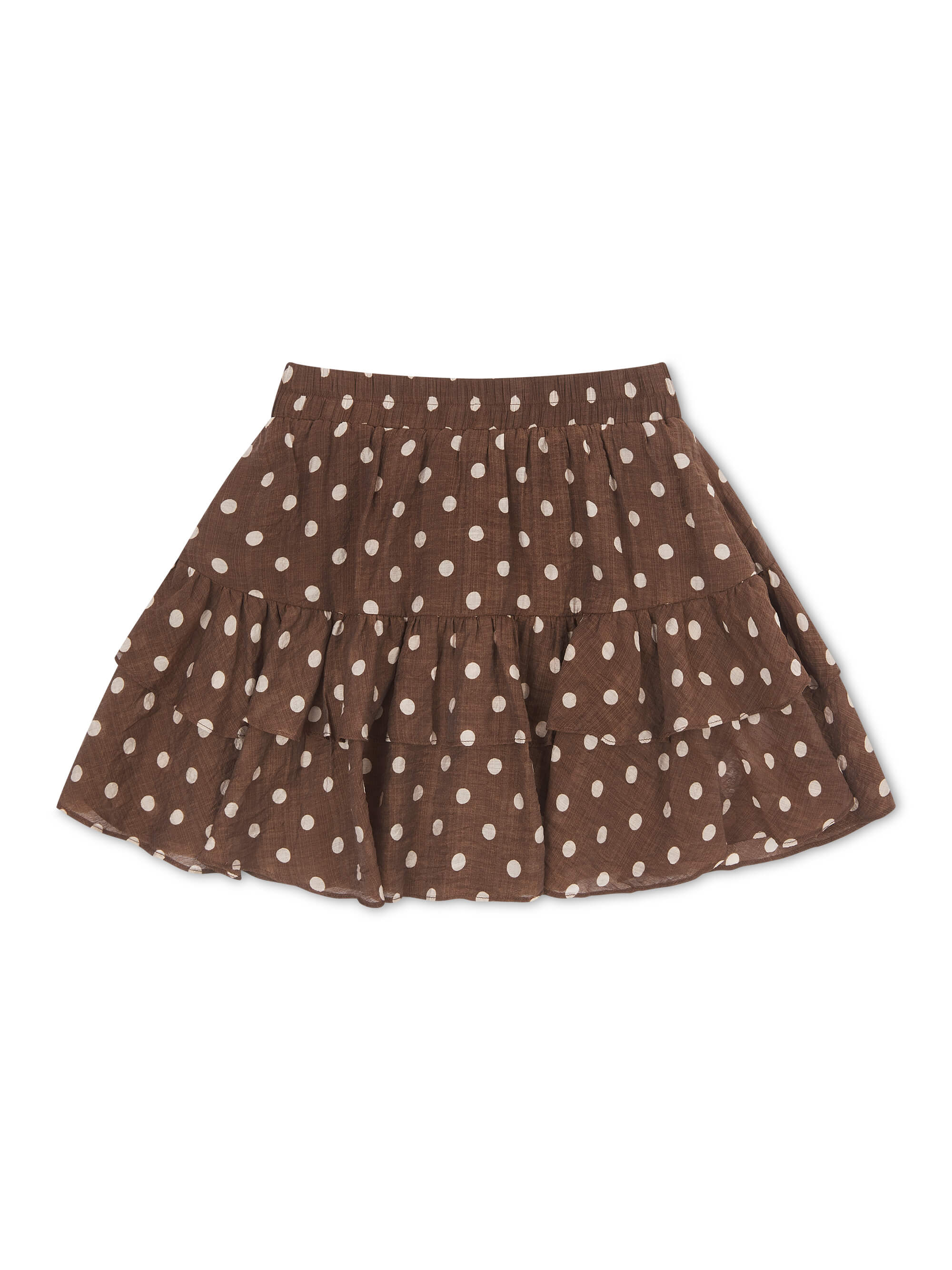 'VIVIAN' POLKA DOT TIERED RUFFLE SKORT BROWN - Image 6