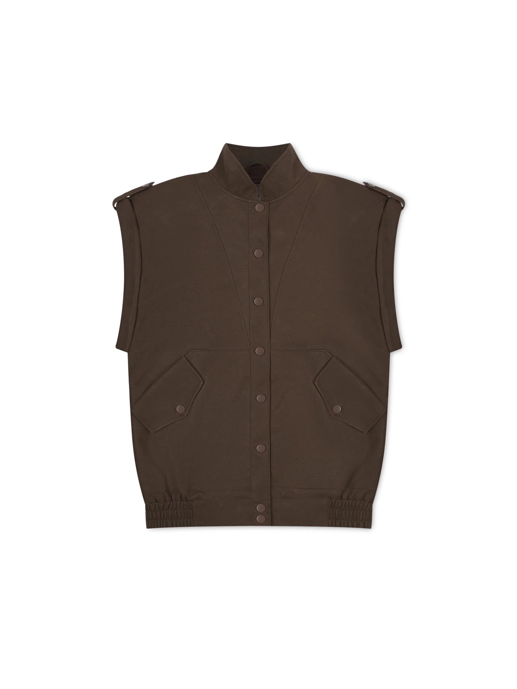 'SIENNA' FAUX LEATHER OVERSIZED MULTI WAY JACKET BROWN - Image 11