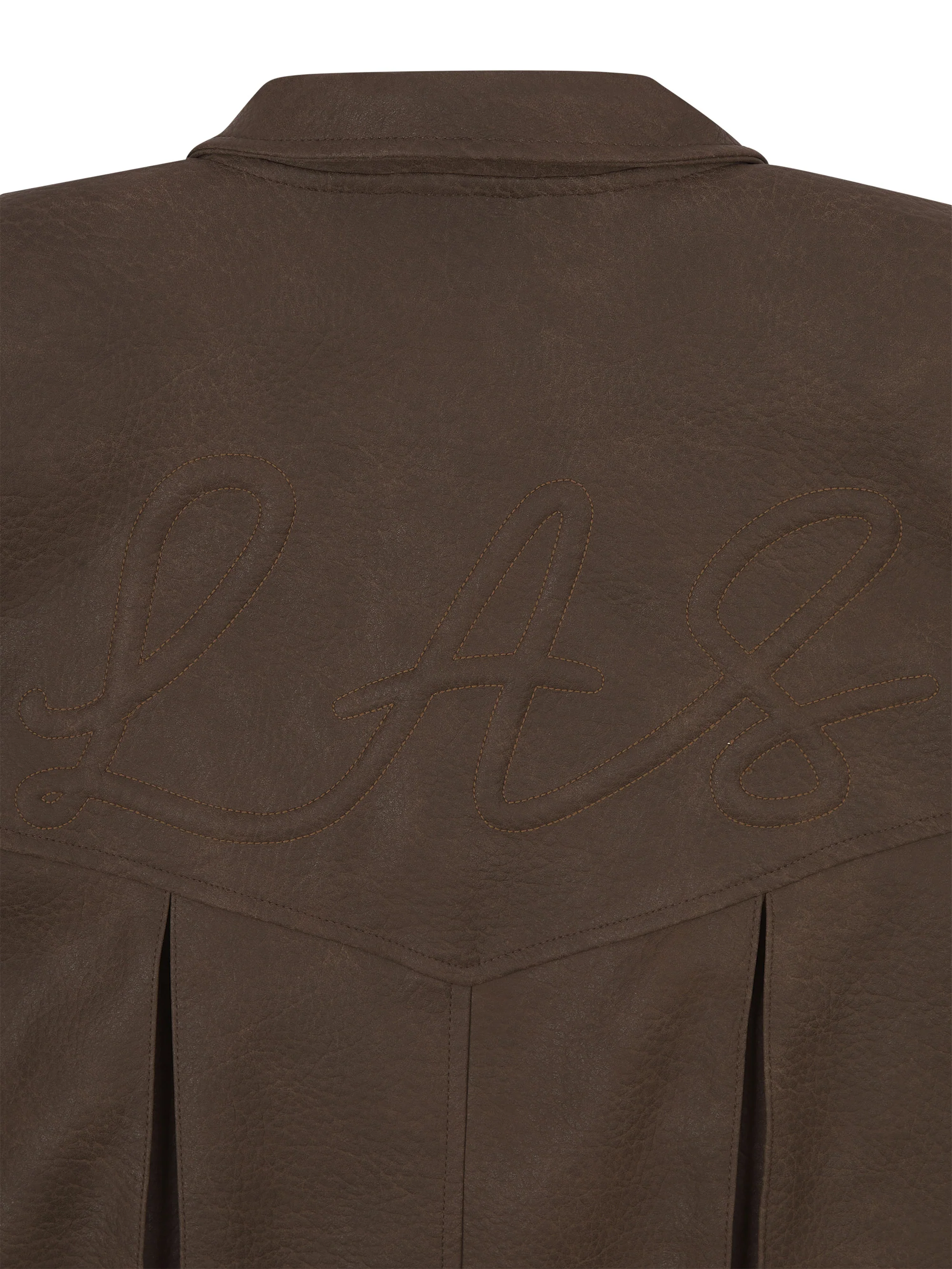 'SIENNA' FAUX LEATHER OVERSIZED MULTI WAY JACKET BROWN - Image 13