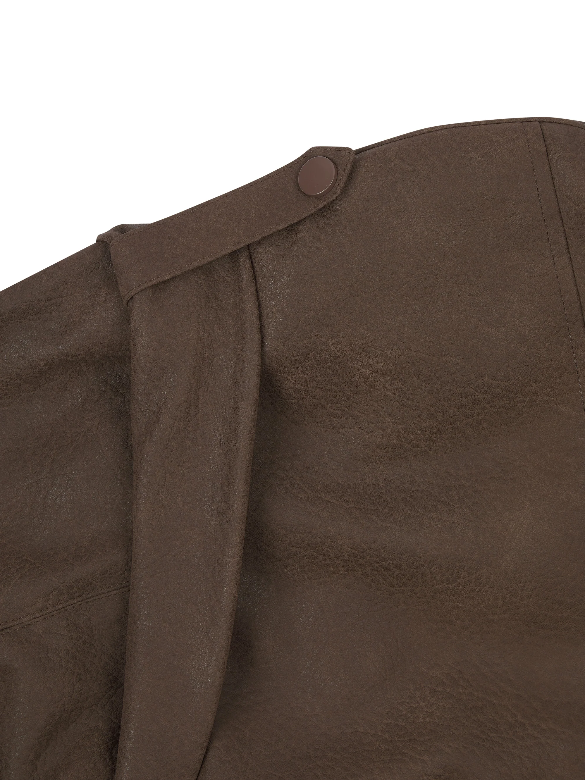 'SIENNA' FAUX LEATHER OVERSIZED MULTI WAY JACKET BROWN - Image 14