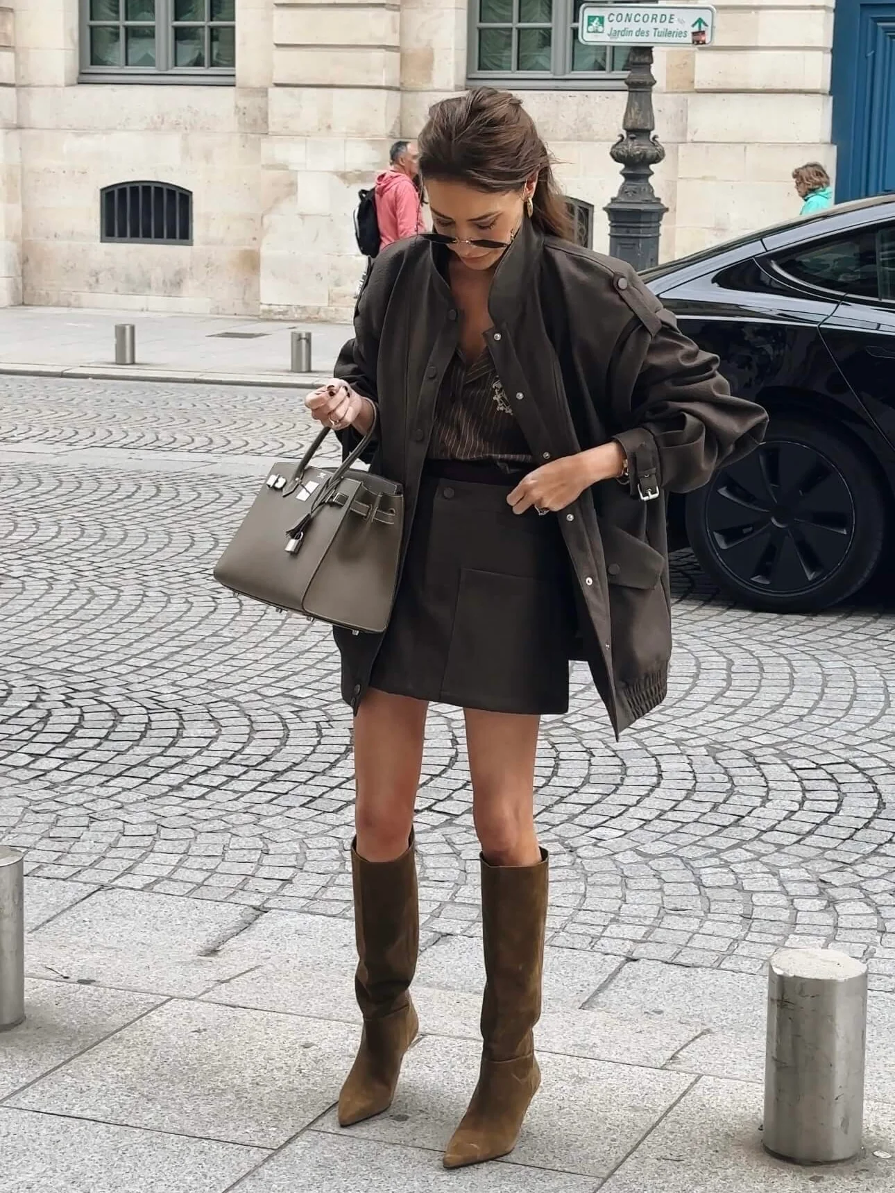 'SIENNA' FAUX LEATHER OVERSIZED MULTI WAY JACKET BROWN - Image 4