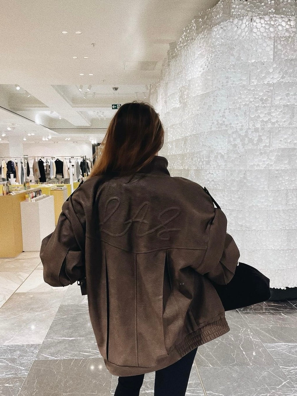 'SIENNA' FAUX LEATHER OVERSIZED MULTI WAY JACKET BROWN - Image 8