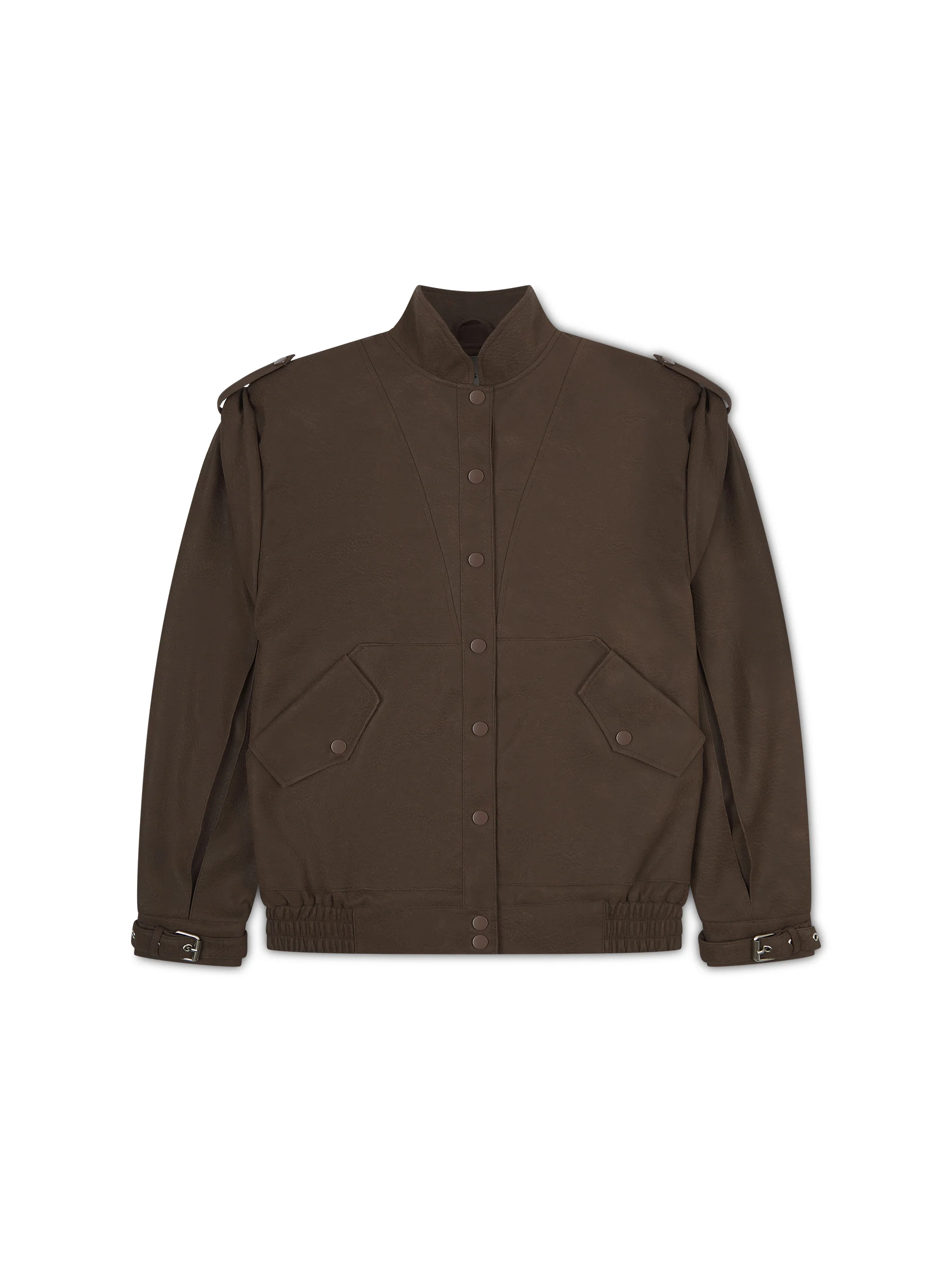 'SIENNA' FAUX LEATHER OVERSIZED MULTI WAY JACKET BROWN - Image 9