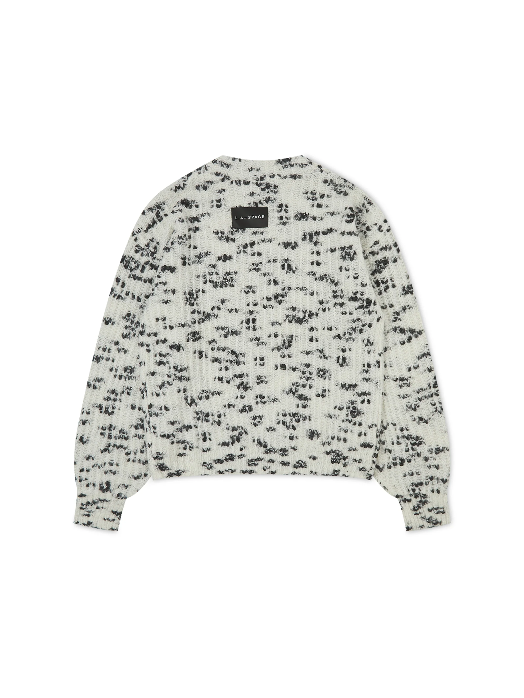 'BISOUS' SALT AND PEPPER BALLOON SLEEVE WOOL BLEND JUMPER WHITE - Image 4