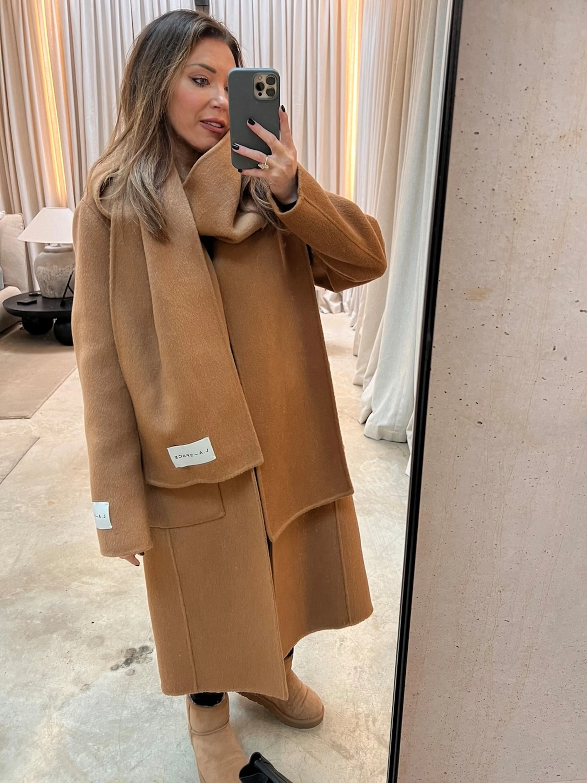 ‘JESSE’ WOOL BLEND OVERCOAT CAMEL - Image 3